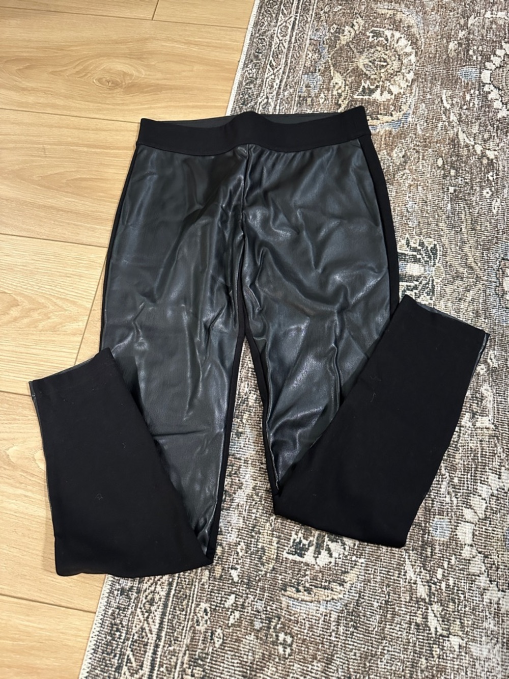 Joe Fresh Black Faux-Leather Front Jogger Pants